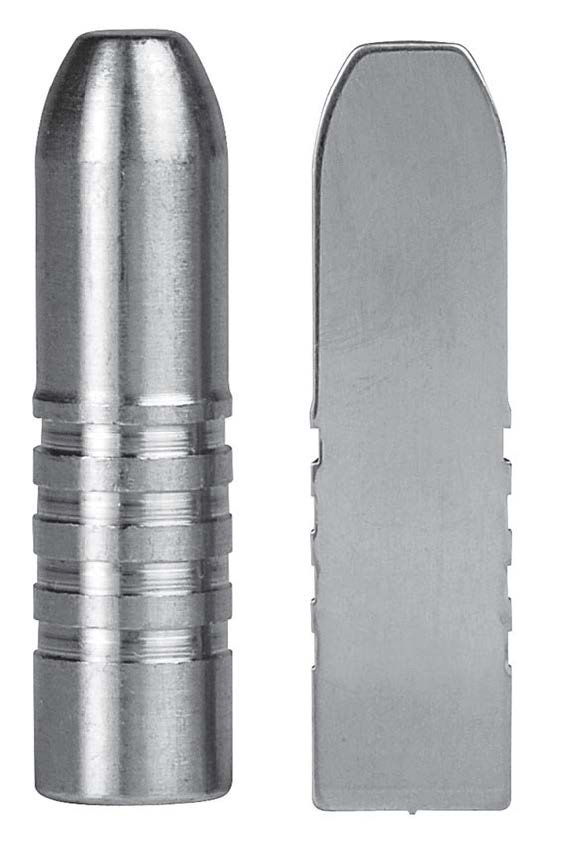 A solid bullet from the outside (left) and inside (right). (Gun Digest photo)